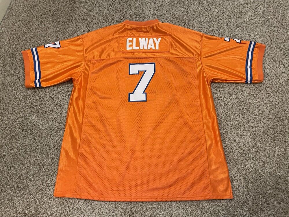 Vintage Orange Denver Broncos Elway Jersey Men’s Size XL Stitched NFL Football - Picture 2 of 5
